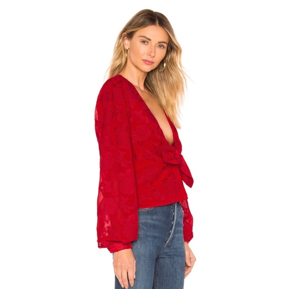 NEW LOVERS + FRIENDS RED FLORAL EMBROIDERED BLOUSE - Picture 4 of 9